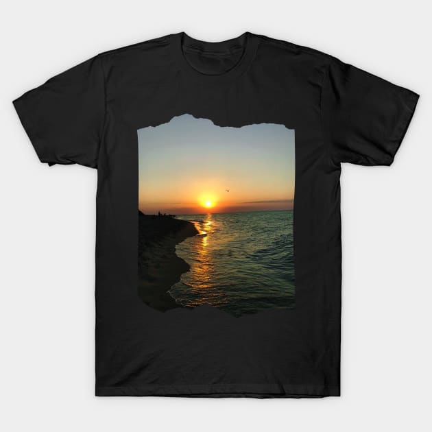 Beautiful photography of ocean waves and sunset sky landscape USA nature lovers T-Shirt by BoogieCreates